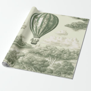 Cadeau Papier toile montgolfière verte Campagne