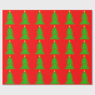 Cadeau Papier vert à enveloppement rouge de l'arbre de No