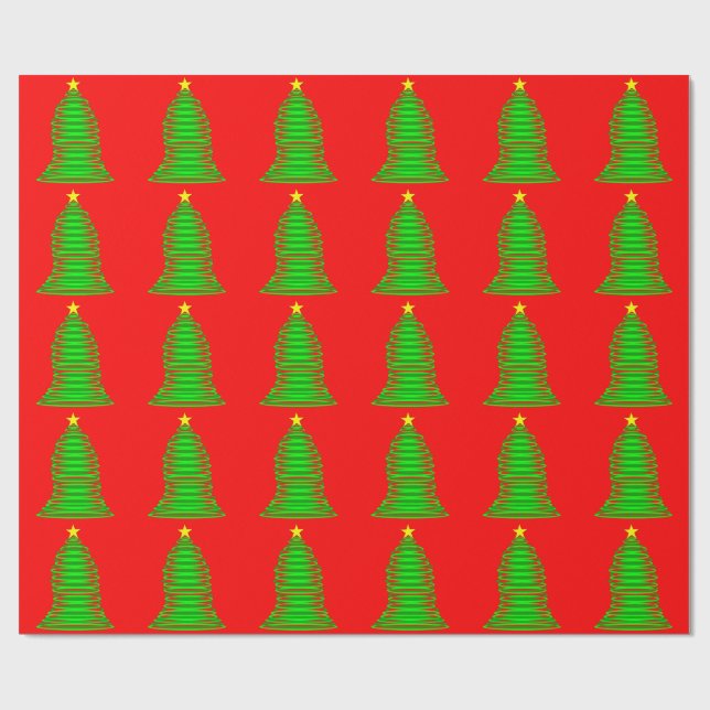 Cadeau Papier vert à enveloppement rouge de l'arbre de No (Plat)