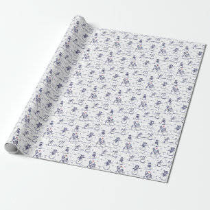 Cadeau Parade des neiges toile Papier à envelopper bleu