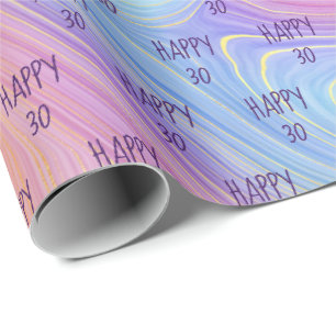 Cadeau Pastel Rainbow Swirl 30e Anniversaire Papier d'env