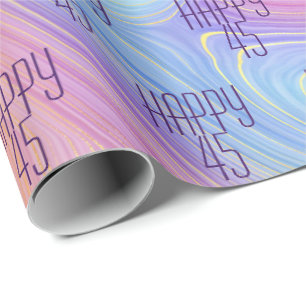 Cadeau Pastel Rainbow Swirl 45e Anniversaire Papier d'env