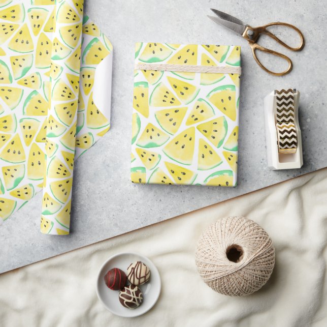Cadeau Pâtes de pastèque jaune motif papier d'emballage (Artisanat)