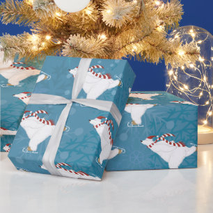 Cadeau Patinage sur glace Papier à enveloppement d'ours p