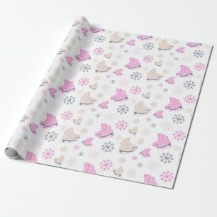 Cadeau Patinage sur glace papier d'emballage de neige