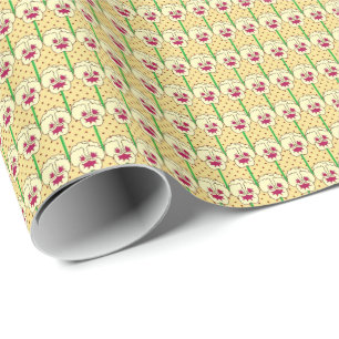Cadeau Pensées jaunes - rétro motif de papier peint