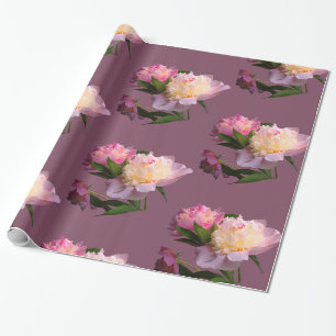 Cadeau Peony Flowers beau papier d'enveloppement