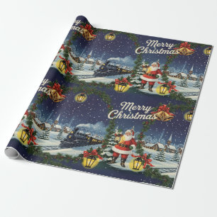 Cadeau Père Noël Express neigeux Papier d'enveloppement r