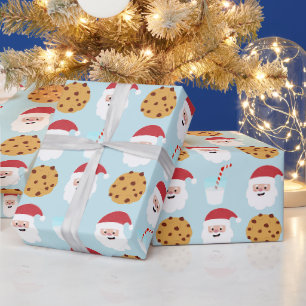 Cadeau Père Noël Lait et biscuits Papier à enveloppement 