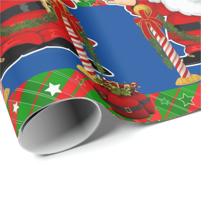 Cadeau Père Noël papier d'emballage de Noël (Coin rond)