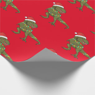 Cadeau Père Noël T-Rex Dinosaur Papier d'enveloppement No