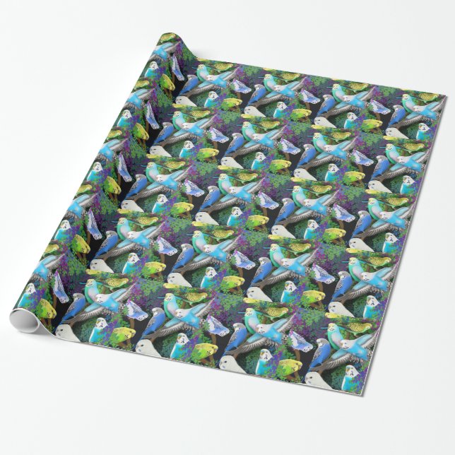 Cadeau Perruches de perruche en papier d'emballage de (Déroulé)