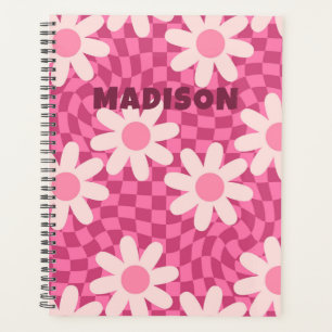 Cadeau personnalisé avec nom, marguerite rose rétr