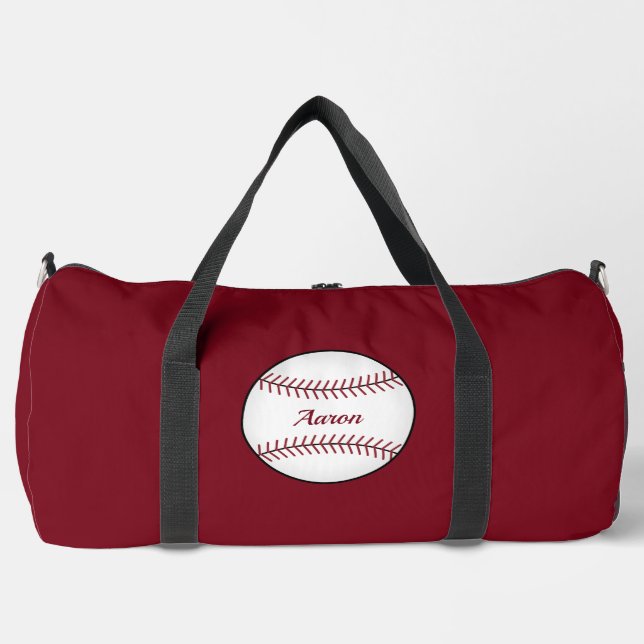Cadeau personnalisé de baseball rouge Duffel sac c (Recto)