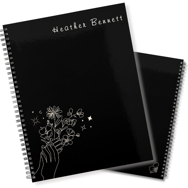 Cadeau Personnalisé Fleur de Champ Bohème Noir pou (Créateur téléchargé)