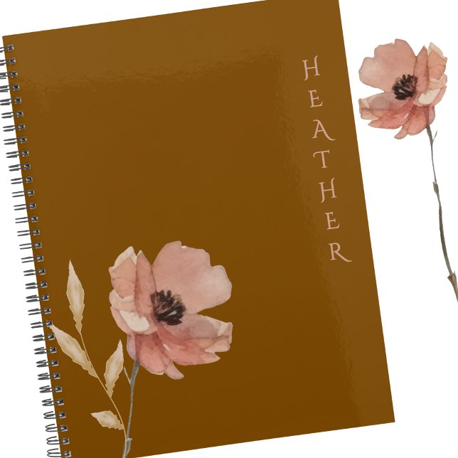 Cadeau personnalisé marron Boho Wildflower pour el (Créateur téléchargé)