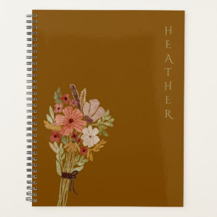 Cadeau personnalisé marron Boho Wildflower pour el