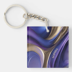 Cadeau personnalisé moderne bleu, violet et or-