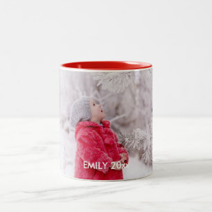 Cadeau personnalisé photo Mug Texte blanc