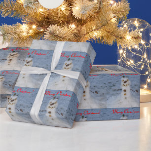 Cadeau Petit bonhomme de neige avec le papier d'emballage