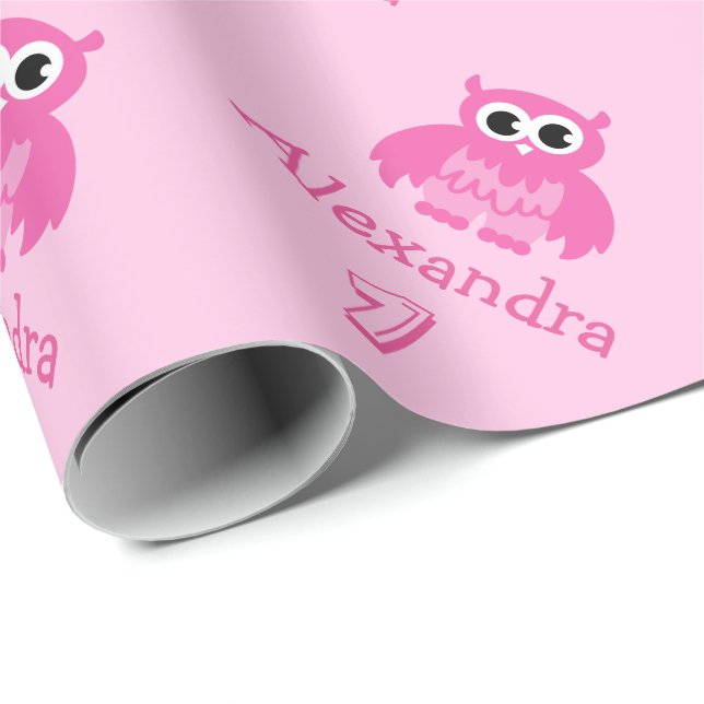 Cadeau Petit hibou 1er anniversaire petite fille papier d (Coin rond)