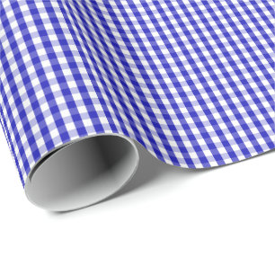 Cadeau Petit papier d'emballage de guingan de bleu royal