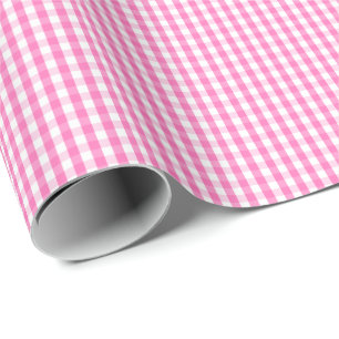 Cadeau Petit papier d'emballage de guingan rose et blanc