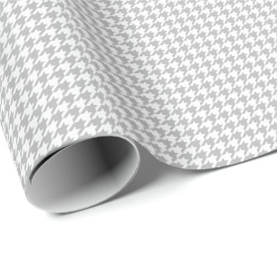 Cadeau Petit papier d'emballage de pied-de-poule gris et