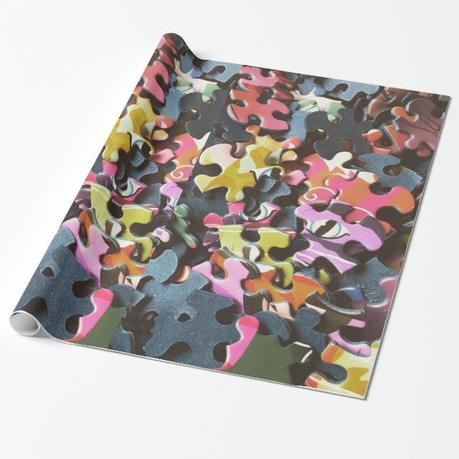 Cadeau Pièces de puzzle Papier d'enveloppement d'annivers (Déroulé)