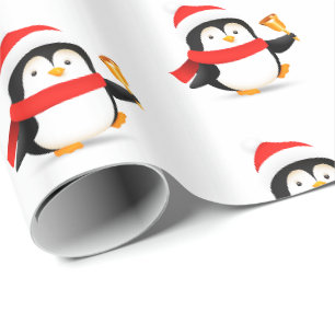 Cadeau Pingouin en papier d'enveloppement de Noël