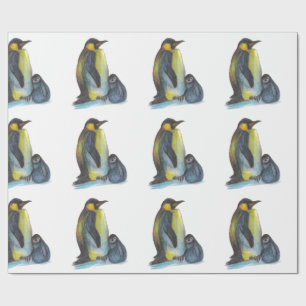 Cadeau Pingouins dessinant le papier d'emballage mat
