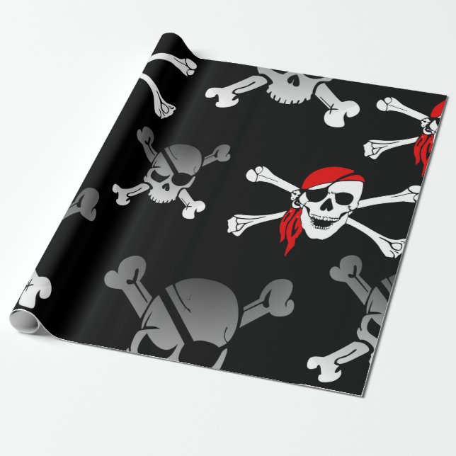 Cadeau Pirate Ship Skuls Wrapper Papier (Déroulé)