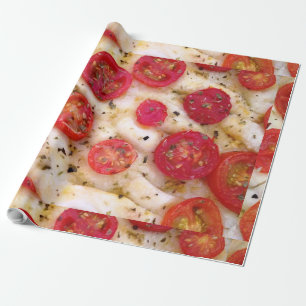 Cadeau pizza végétalienne rouge blanc italien papier d'em
