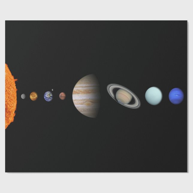 Cadeau PLANÈTES du papier d'emballage mat de SYSTÈME (Plat)