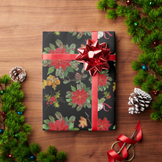 Cadeau Poinsettias Forêt Côtière Papier à envelopper