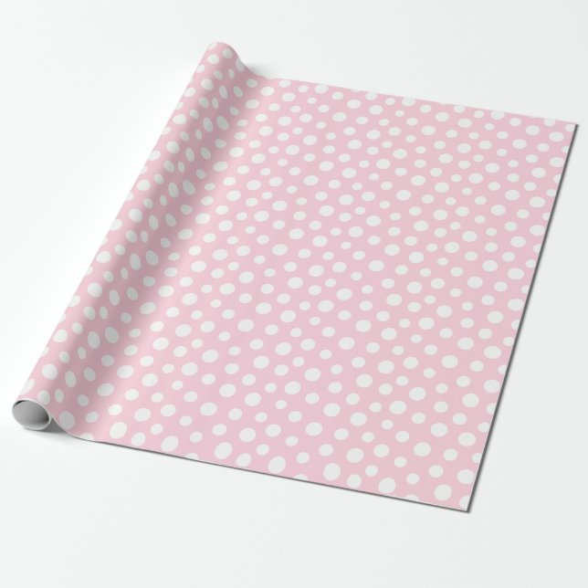 Cadeau Points blancs sur papier à enveloppement rose clai (Déroulé)