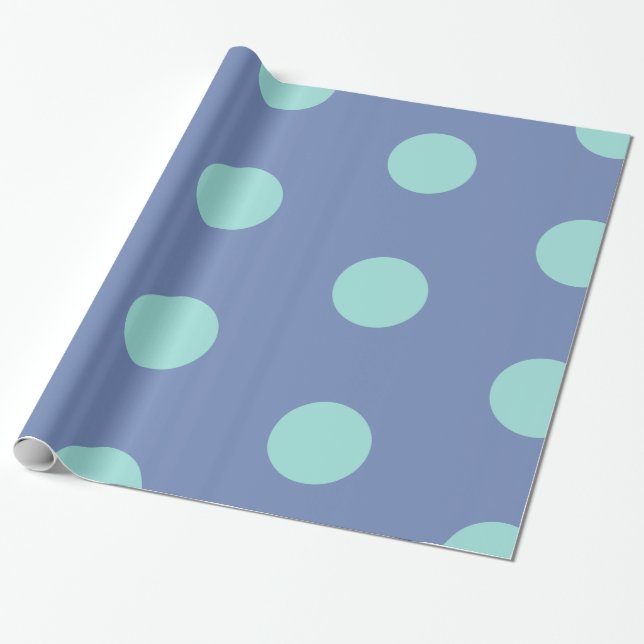 Cadeau Points bleus en papier à envelopper brillant (Déroulé)
