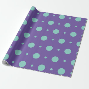 Cadeau Pois turquoises sur papier d'enveloppement pourpre