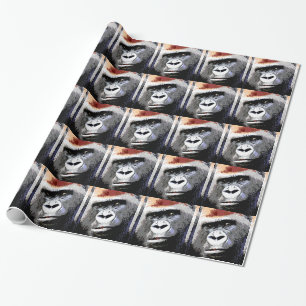 Cadeau Pop Art Gorilla face à Noël papier enveloppement