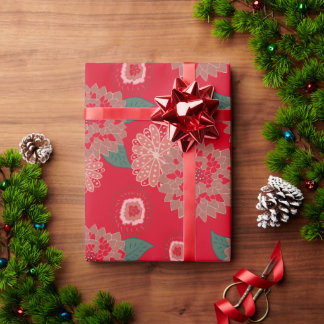 Cadeau Pop ChristmasFlowerBurst Papier à envelopper Rouge