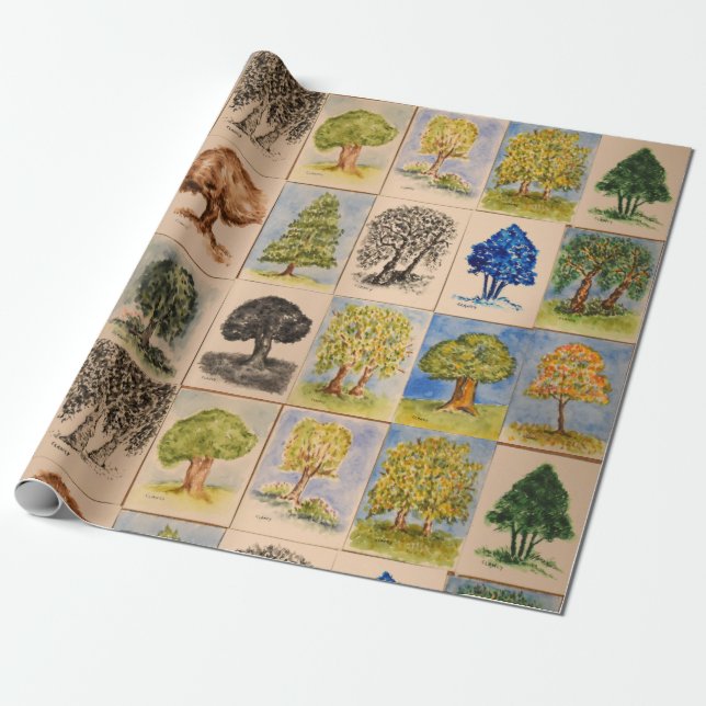 Cadeau Portraits d'arbres enveloppant du papier (Déroulé)