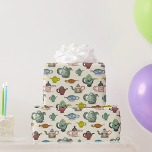 Cadeau Pots de thé dans un joli papier d'emballage motif