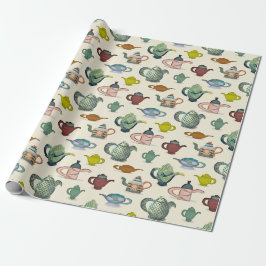 Cadeau Pots de thé dans un joli papier d'emballage motif