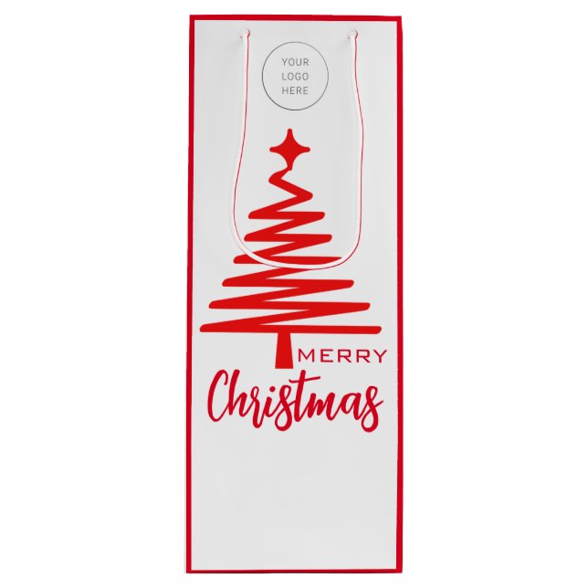 Cadeau Pour Bouteille Logo Joyeux sac à vin de Noël (Devant)