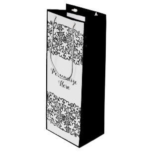 Cadeau Pour Bouteille Sac à vin motif noir blanc vintage