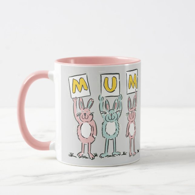 Cadeau pour maman lapins amusants Design Mug (Gauche)