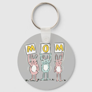 Cadeau pour maman porte-clés design lapins amusant