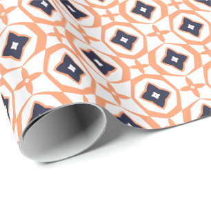 Cadeau Presque Shippo Orange et Navy Wrapper Papier