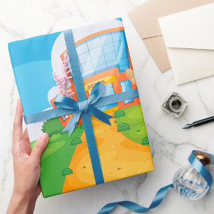 Cadeau Professeur à l'école emballant du papier