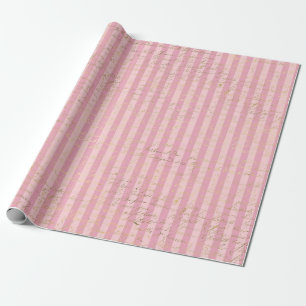 Cadeau Rayures de papier alu rose et or Calligraphie de P